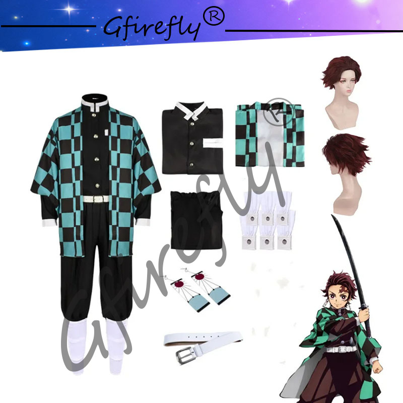 Anime Cosplay Sword - Kamado Tanjirou kostum Cosplay, Set seragam