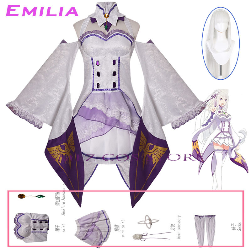 Anime Cosplay Dress - Kostum Cosplay Emilia Anime Re Zero