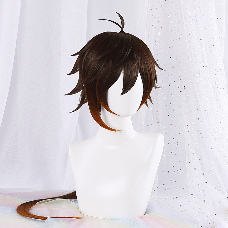 Anime Cosplay Orange Hair - Wig Cosplay Game Genshin Impact Zhongli