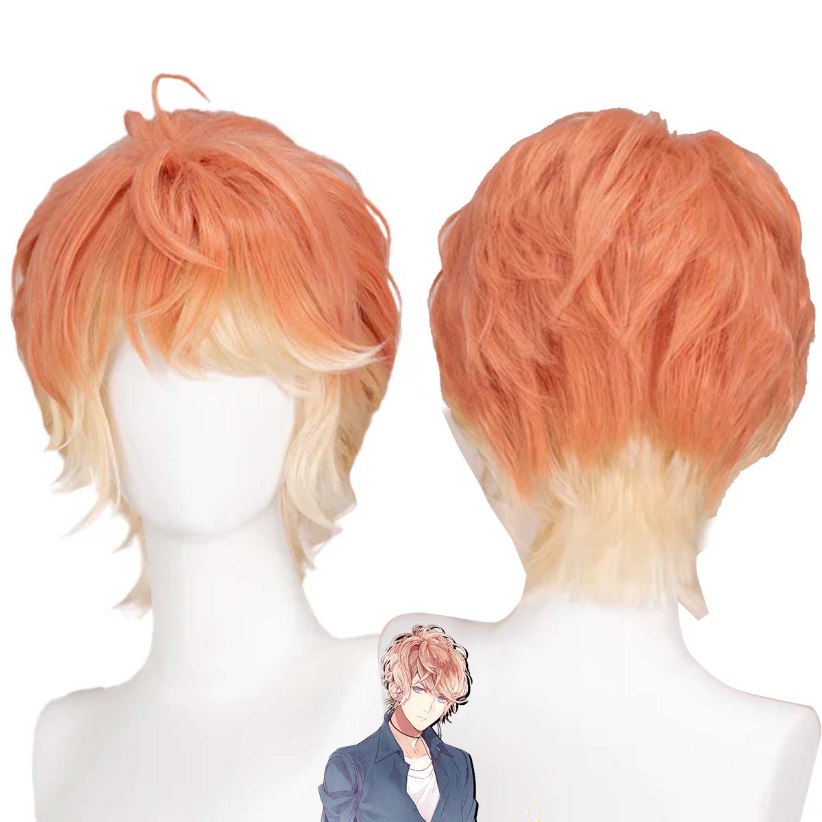 Wig Rambut Pendek Oranye Kunin - Anime Cosplay Orange Hair ulasan dan harga