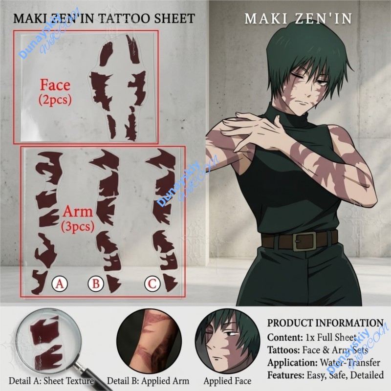 Stiker Tato Sementara Anime Ju - Anime Cosplay Jujutsu ulasan dan harga